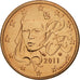 Coin, France, Euro Cent, 2011, MS(65-70), Copper Plated Steel, KM:1282