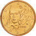 Moneta, Francja, Euro Cent, 2001, Paris, MS(65-70), Miedź platerowana stalą