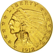 Monnaie, États-Unis, Indian Head, $2.50, Quarter Eagle, 1912, U.S. Mint