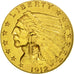 Moneta, Stati Uniti, Indian Head, $2.50, Quarter Eagle, 1912, U.S. Mint