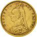 Grande-Bretagne, Victoria, 1/2 Sovereign, 1890, TTB, Or, KM:766