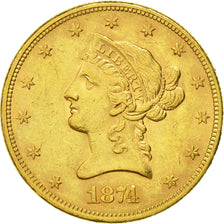 Estados Unidos, Coronet Head, $10, Eagle, 1874, Philadelphia, MBC+, KM 102