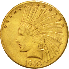 Coin, United States, Indian Head, $10, Eagle, 1910, U.S. Mint, Denver