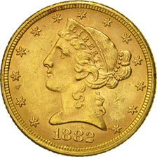 Munten, Verenigde Staten, Coronet Head, $5, Half Eagle, 1882, U.S. Mint