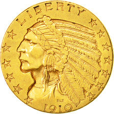 Moneta, Stati Uniti, Indian Head, $5, Half Eagle, 1910, U.S. Mint, Philadelphia