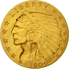 Moneda, Estados Unidos, Indian Head, $2.50, Quarter Eagle, 1909, U.S. Mint