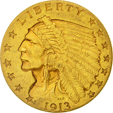 Moneta, Stati Uniti, Indian Head, $2.50, Quarter Eagle, 1913, U.S. Mint