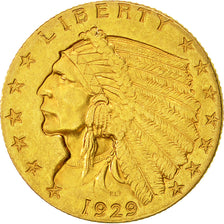 Coin, United States, Indian Head, $2.50, Quarter Eagle, 1929, U.S. Mint