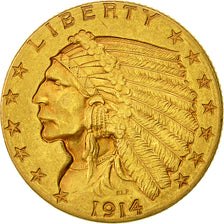 Münze, Vereinigte Staaten, Indian Head, $2.50, Quarter Eagle, 1914, U.S. Mint