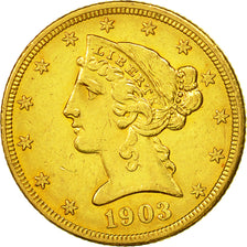 Munten, Verenigde Staten, Coronet Head, $5, Half Eagle, 1903, U.S. Mint