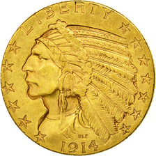 Moneta, Stati Uniti, Indian Head, $5, Half Eagle, 1914, U.S. Mint, Denver, SPL-