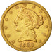 Moneta, Stati Uniti, Coronet Head, $5, Half Eagle, 1880, U.S. Mint, San