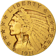 Coin, United States, Indian Head, $5, Half Eagle, 1911, U.S. Mint, San