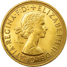 Moeda, Grã-Bretanha, Elizabeth II, Sovereign, 1963, AU(55-58), Dourado, KM:908