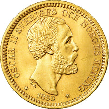 Coin, Sweden, Oscar II, 20 Kronor, 1890, AU(55-58), Gold, KM:748