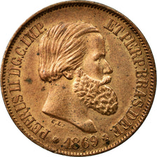 Coin, Brazil, Pedro II, 20 Reis, 1869, AU(55-58), Bronze, KM:474