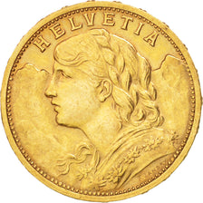 Switzerland, 20 Francs, 1899, Bern, Gold, KM:35.1