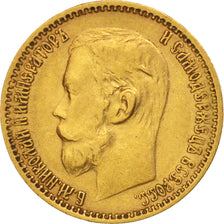 Russia, Nicholas II, 5 Roubles, 1899, St. Petersburg, BB+, Oro, KM:62