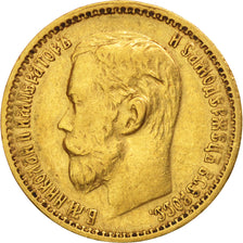 Russia, Nicholas II, 5 Roubles, 1898, St. Petersburg, BB+, Oro, KM:62