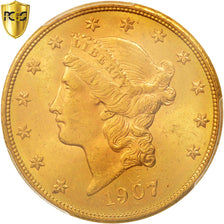 États-Unis, Liberty Head, $20, Double Eagle, 1907, PCGS MS63, KM:74.3