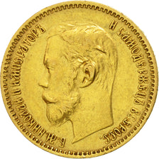 Russia, Nicholas II, 5 Roubles, 1901, St. Petersburg, BB, Oro, KM:62