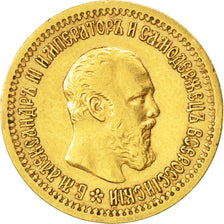 Moneda, Rusia, Alexander III, 5 Roubles, 1889, St. Petersburg, MBC, Oro, KM:42