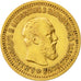 Moneda, Rusia, Alexander III, 5 Roubles, 1889, St. Petersburg, MBC, Oro, KM:42