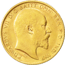 Münze, Großbritannien, Edward VII, 1/2 Sovereign, 1907, SS+, Gold, KM:804