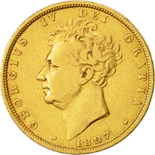 Monnaie, Grande-Bretagne, George IV, Sovereign, 1827, TB+, Or, KM:696