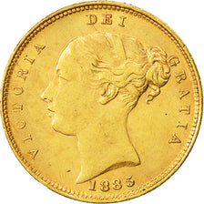 Monnaie, Grande-Bretagne, Victoria, 1/2 Sovereign, 1885, Londres, SUP+, Or