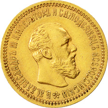 Monnaie, Russie, Alexander III, 5 Roubles, 1890, St. Petersburg, TTB, Or, KM:42