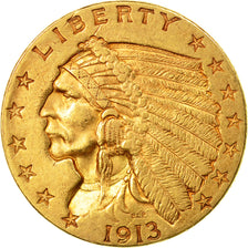 Coin, United States, Indian Head, $2.50, Quarter Eagle, 1913, U.S. Mint