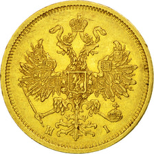 Münze, Russland, 5 Roubles, 1877, Saint-Petersburg, SS, Gold, KM:B26