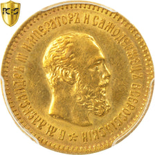 Moneda, Rusia, Alexander III, 5 Roubles, 1889, St. Petersburg, PCGS, MS62, Oro