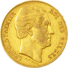 Moneda, Bélgica, Leopold I, 20 Francs, 20 Frank, 1865, MBC, Oro, KM:23