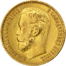 Moneda, Rusia, Nicholas II, 5 Roubles, 1898, St. Petersburg, MBC, Oro, KM:62