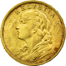 Coin, Switzerland, 20 Francs, 1909, Bern, EF(40-45), Gold, KM:35.1