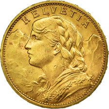 Coin, Switzerland, 20 Francs, 1914, Bern, AU(50-53), Gold, KM:35.1