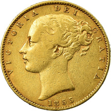 Münze, Großbritannien, Victoria, Sovereign, 1855, London, S+, Gold, KM:736.1