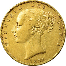 Moeda, Grã-Bretanha, Victoria, Sovereign, 1861, London, EF(40-45), Dourado