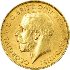 Moneda, Gran Bretaña, George V, 1/2 Sovereign, 1914, EBC, Oro, KM:819