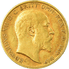 Moeda, Grã-Bretanha, Edward VII, 1/2 Sovereign, 1905, EF(40-45), Dourado