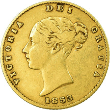 Moneda, Gran Bretaña, Victoria, 1/2 Sovereign, 1853, London, BC+, Oro, KM:735.1