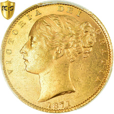 Moneta, Gran Bretagna, Victoria, Sovereign, 1871, PCGS, MS63, Oro, KM:736.2