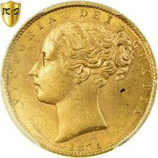 Moneta, Gran Bretagna, Victoria, Sovereign, 1871, PCGS, MS62, Oro, KM:736.2