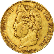 Moeda, França, Louis-Philippe, 20 Francs, 1837, Lille, EF(40-45), Dourado