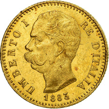 Moeda, Itália, Umberto I, 20 Lire, 1883, Rome, AU(55-58), Dourado, KM:21