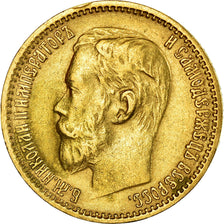 Moneda, Rusia, Nicholas II, 5 Roubles, 1898, St. Petersburg, MBC, Oro, KM:62