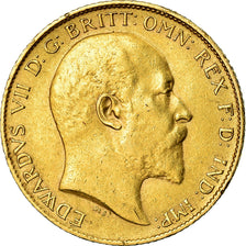 Moneda, Gran Bretaña, Edward VII, 1/2 Sovereign, 1907, MBC, Oro, KM:804