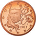 France, 5 Euro Cent, 2011, Proof / BE, MS(65-70), Copper Plated Steel, KM:1284